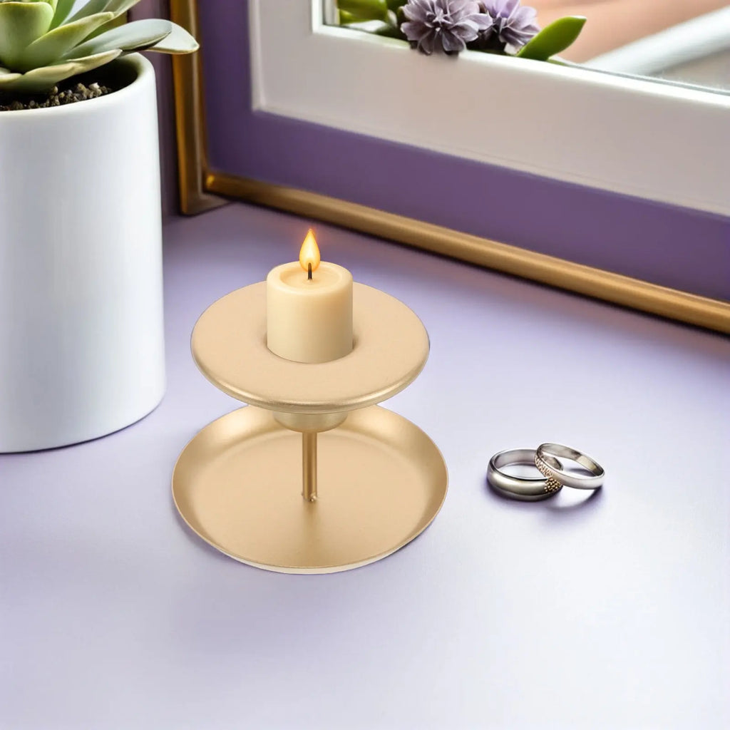 2-Pack Nordic Gold Iron Taper Candlestick Holders | Table Decor Taper Candlestick Holder SWANS Default Title