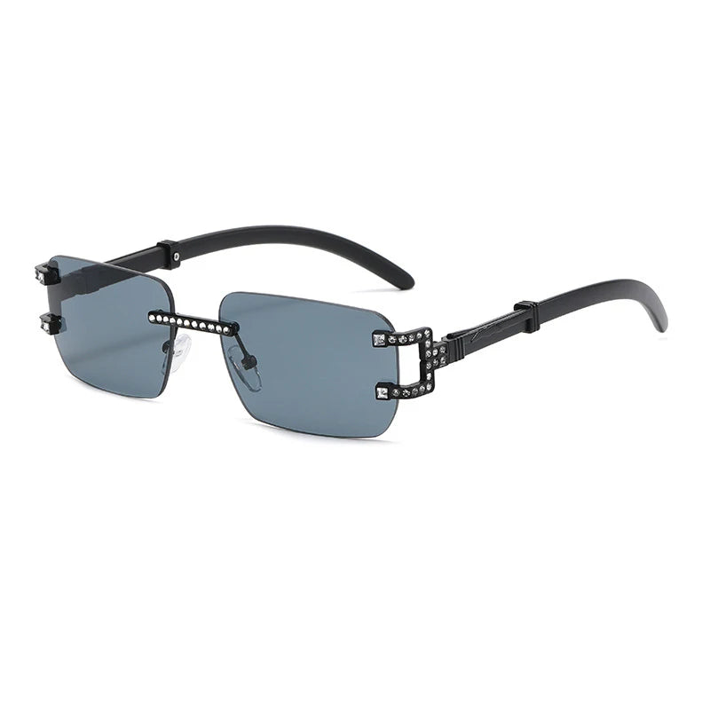 Y2K Rimless Crystal Rhinestone Sunglasses UV400 Women Men Fashion Sunglasses SWANS