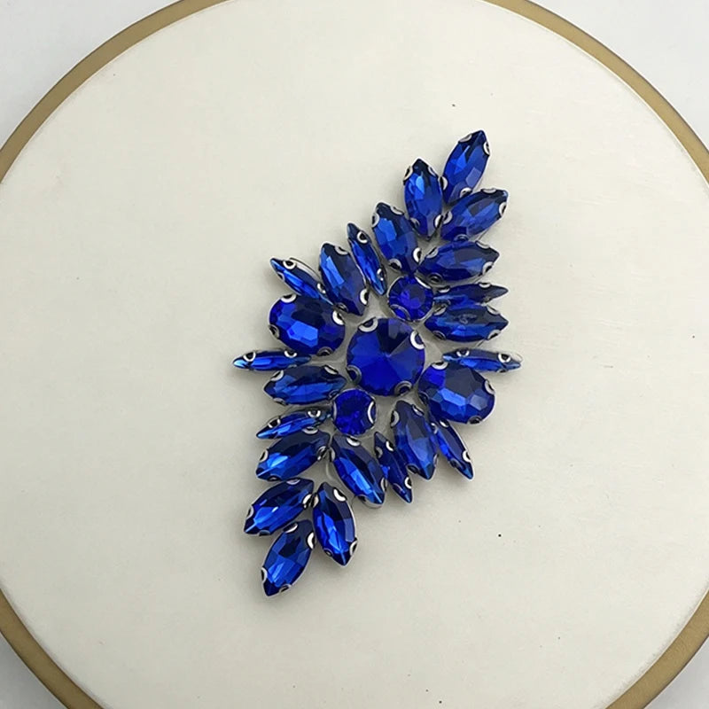 Floral Rhinestone Iron-On Applique – Crystal Beaded Patch Rhinestone Iron-On Patch SWANS A4