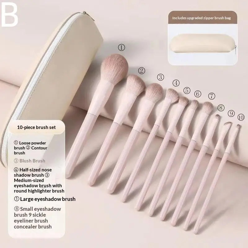 YOVIP 13-Piece Pink Makeup Brush Set with Travel Bag Makeup Brush Set SWANS B