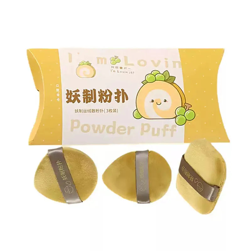 YAOZHI 3-Pack Velvet Makeup Puffs – Powder & Highlighter Set Makeup Applicator Puffs SWANS one set