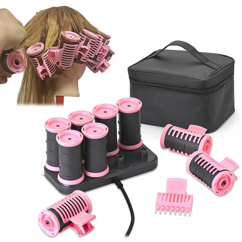 8-Piece Electric Heated Hair Roller Kit with Storage Bag Heated Hair Rollers SWANS