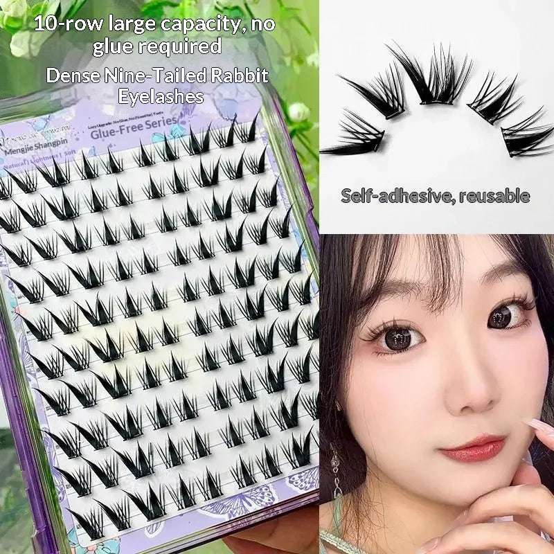Self-Adhesive False Eyelashes – Fluffy Winged Fox Eye Lashes False Eyelashes SWANS One Set C 0.05mm|MIX