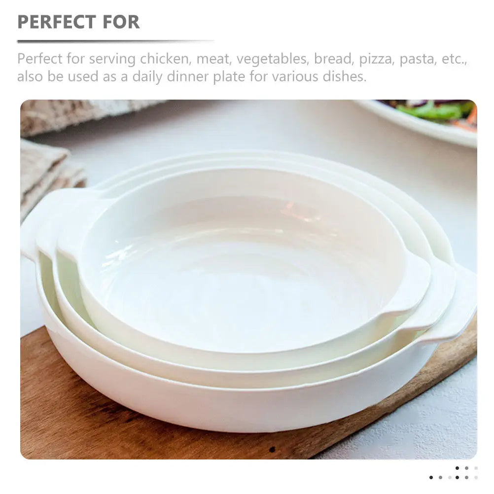 Ceramic Baking Dish White Pie Pan – Double Handle Oven Safe Ceramic Baking Dish SWANS