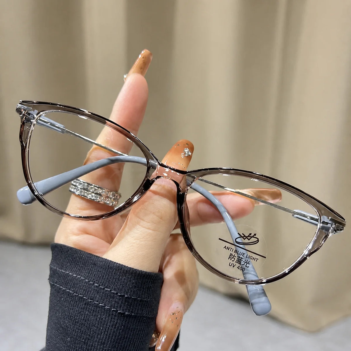 TR90 Cat-Eye Eyeglass Frames – Anti Blue Light UV400 Eyeglass Frames SWANS Grey