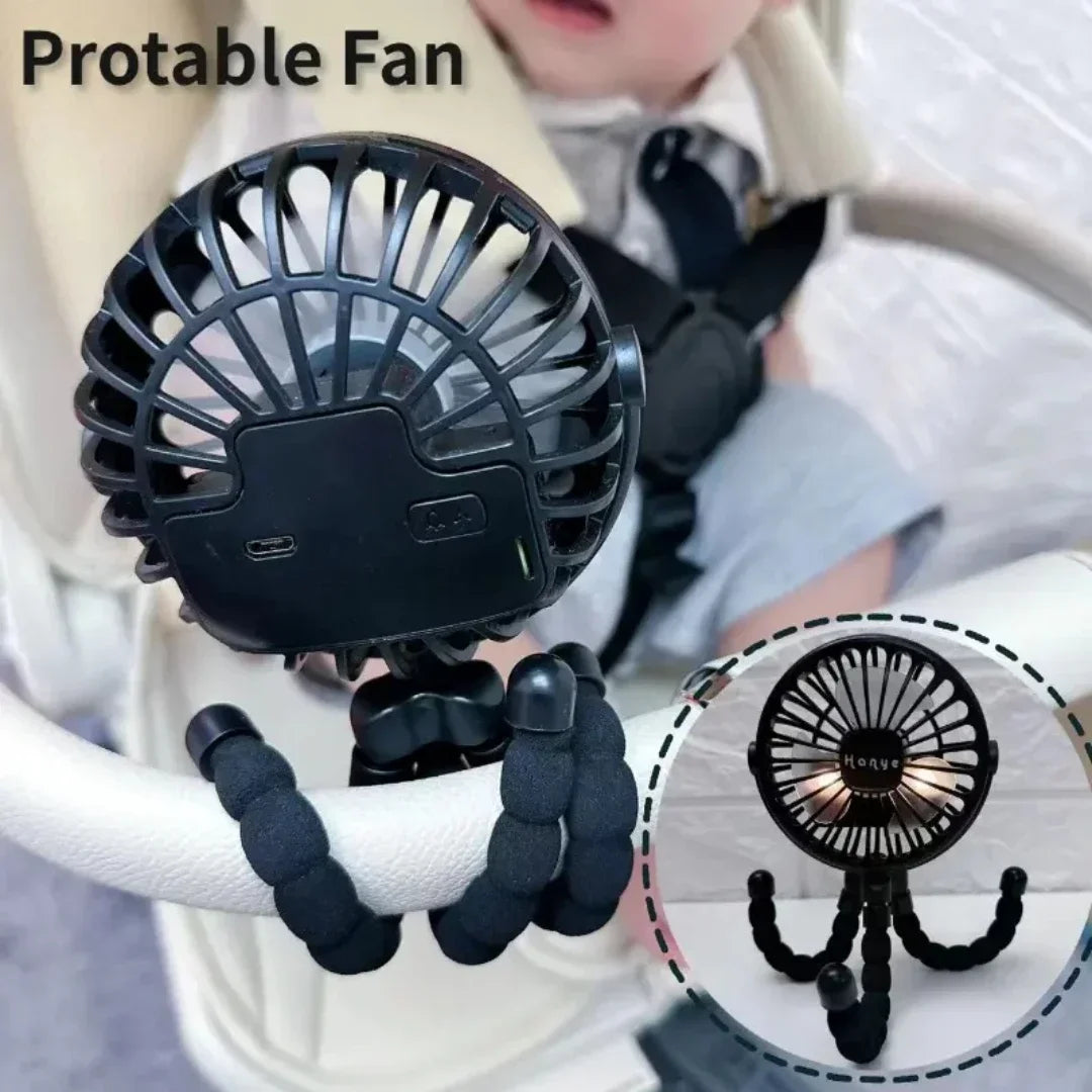 SWANS Bladeless USB Rechargeable Stroller & Neck Fan – Black Portable Bladeless Fan SWANS