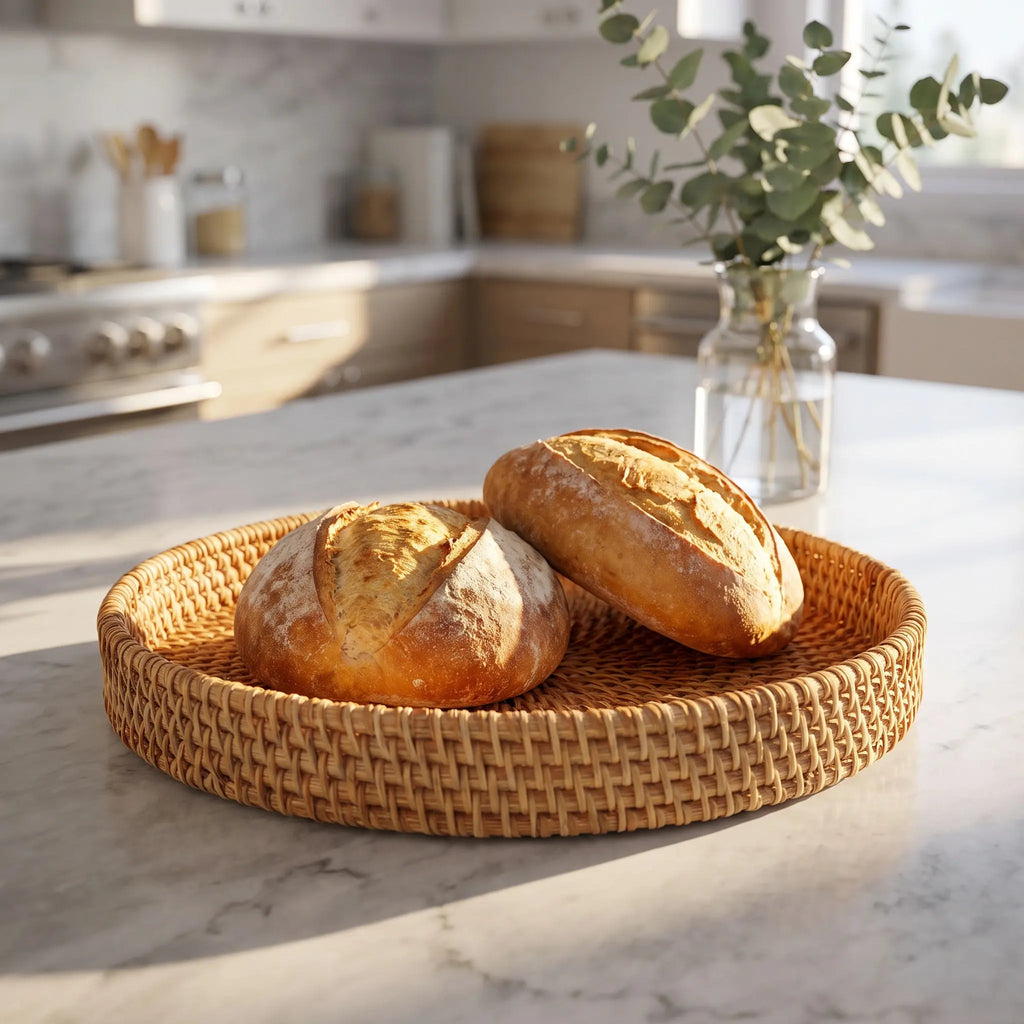 3-Pack Handwoven Wicker Storage Baskets – Decorative Tray Set Wicker Storage Baskets SWANS