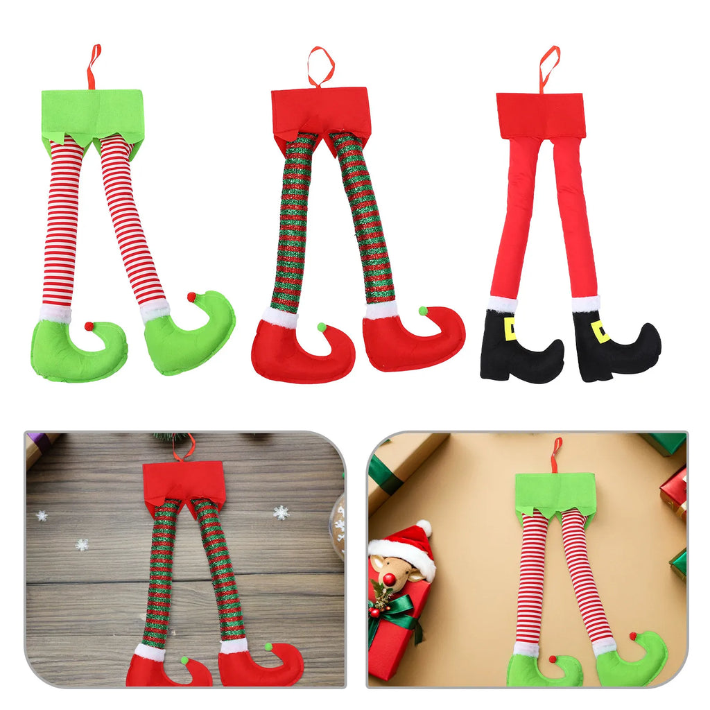 3-Pack Stuffed Christmas Elf Leg Ornaments 17.3" – Holiday Decor Christmas Elf Ornaments SWANS
