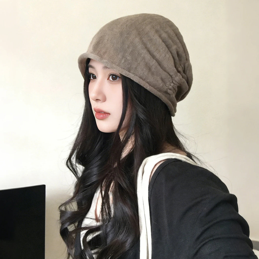 Women's Slouchy Knit Beanie – Baggy Solid Color Winter Hat Knit Beanie Hat SWANS