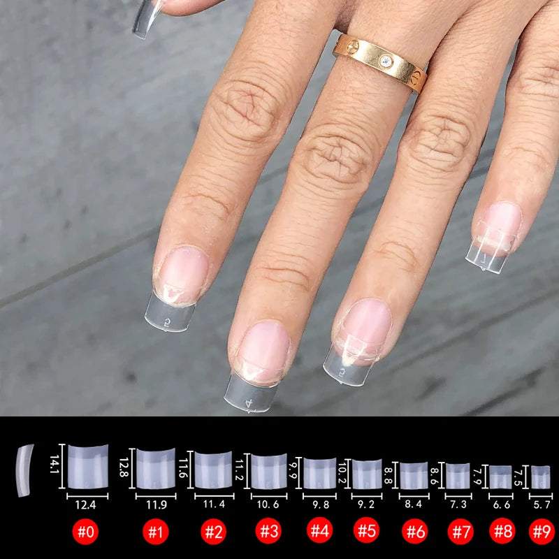 500-Pack Short Square Acrylic Nail Tips – Half Cover False Nails False Nail Tips SWANS Short Square 500pc
