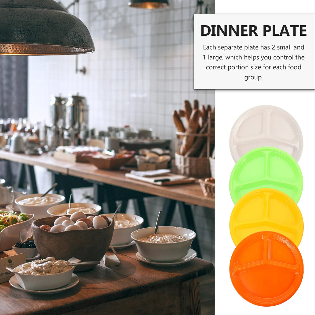 4-Pack Melamine Divided Plates 3-Compartment Sectioned Dinner Divided Dinner Plates SWANS