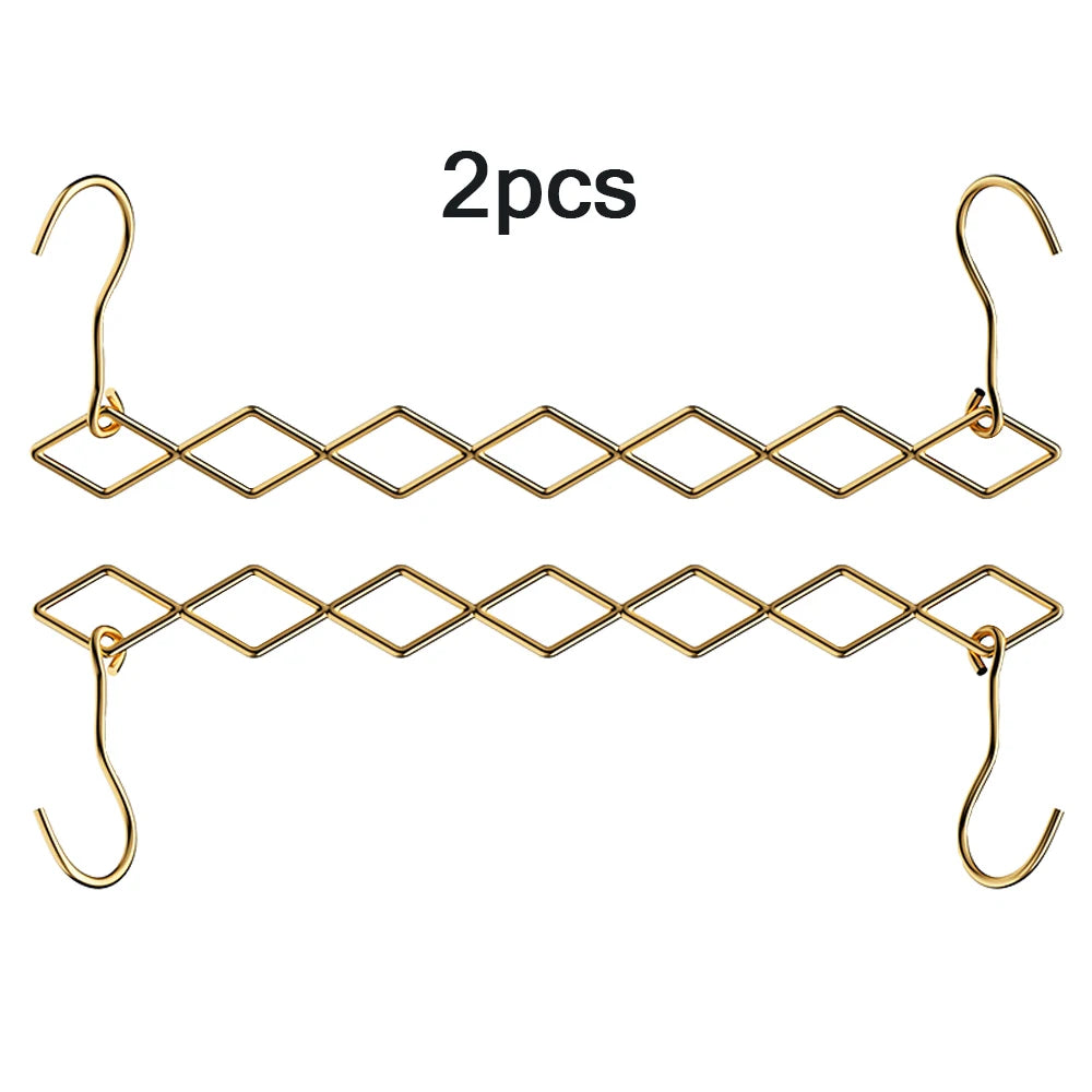 Stainless Steel 7-Hook Folding Space-Saving Clothes Hanger 2-Pack Folding Clothes Hanger SWANS Glod