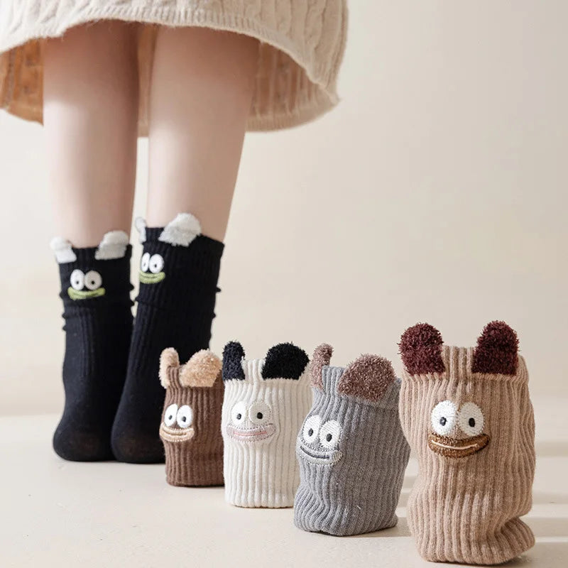Cartoon Cotton Mid-Tube Socks for Women – Warm & Breathable Women's Cotton Socks SWANS