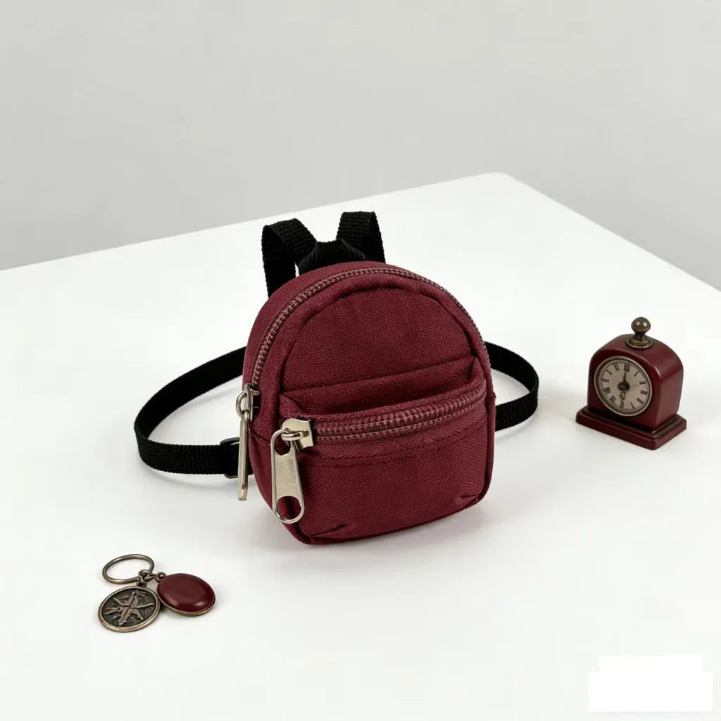 Mini Backpack Coin Purse – Double Zipper Pouch with Key Ring Coin Purse SWANS