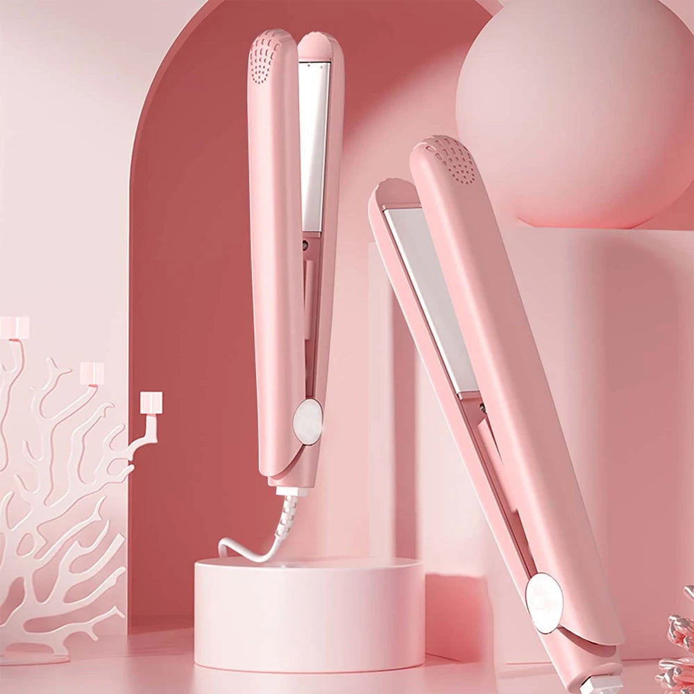 YIBER Mini Ceramic Flat Iron – 2-in-1 Hair Straightener & Curler Ceramic Flat Iron SWANS