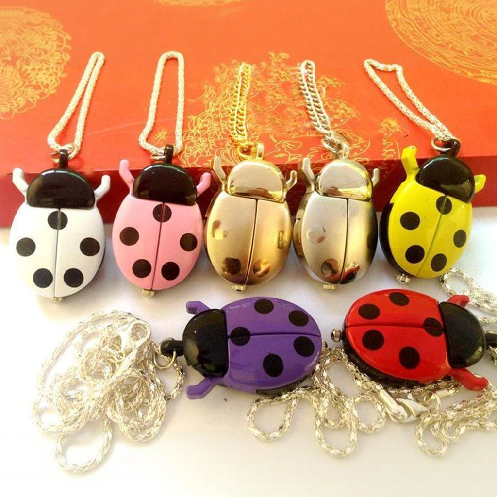 Ladybug Pocket Watch Necklace – Vintage Quartz Pendant Clock Pocket Watch Necklace SWANS