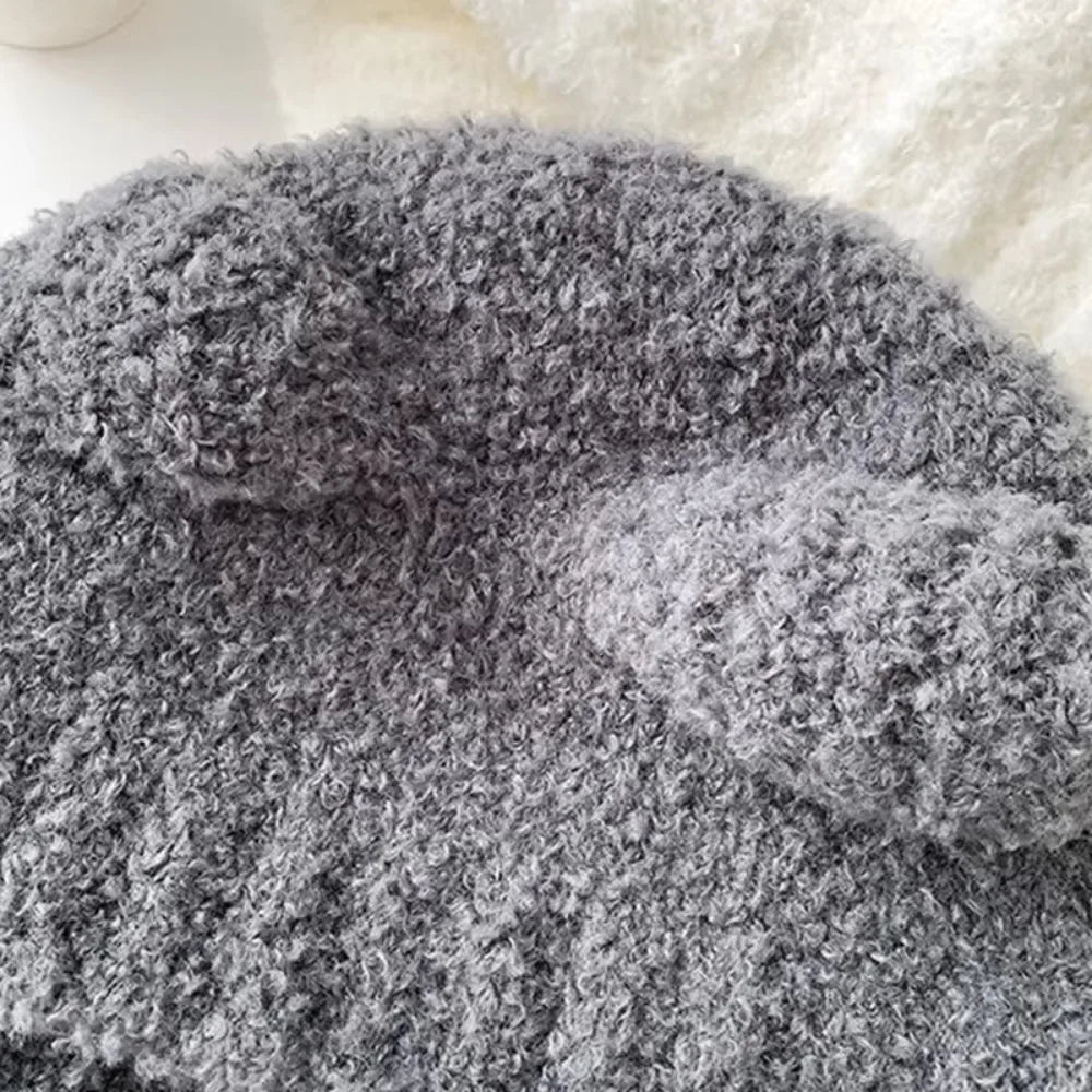 Y2K Bear Ear Knit Beanie Hat – Warm Lace-Up Cap for Women Knit Beanie Hat SWANS