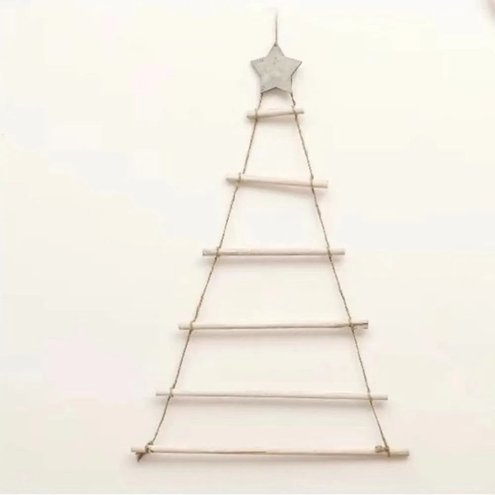 Wooden Star Ladder Wall Hanging Ornament | Shabby Chic Décor Wall Hanging Ornament SWANS White