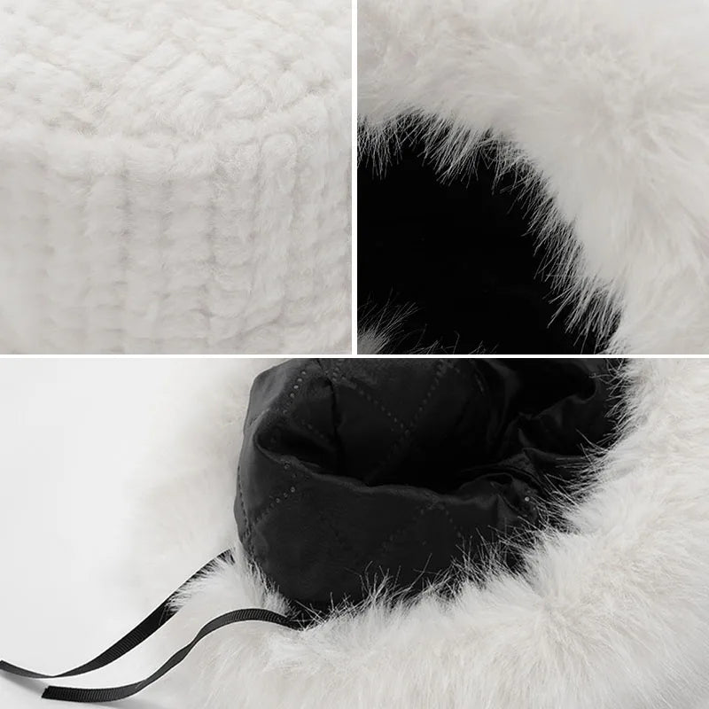 Fluffy Faux Fur Women's Bucket Hat – Plush Winter Fisherman Cap Women's Bucket Hat SWANS
