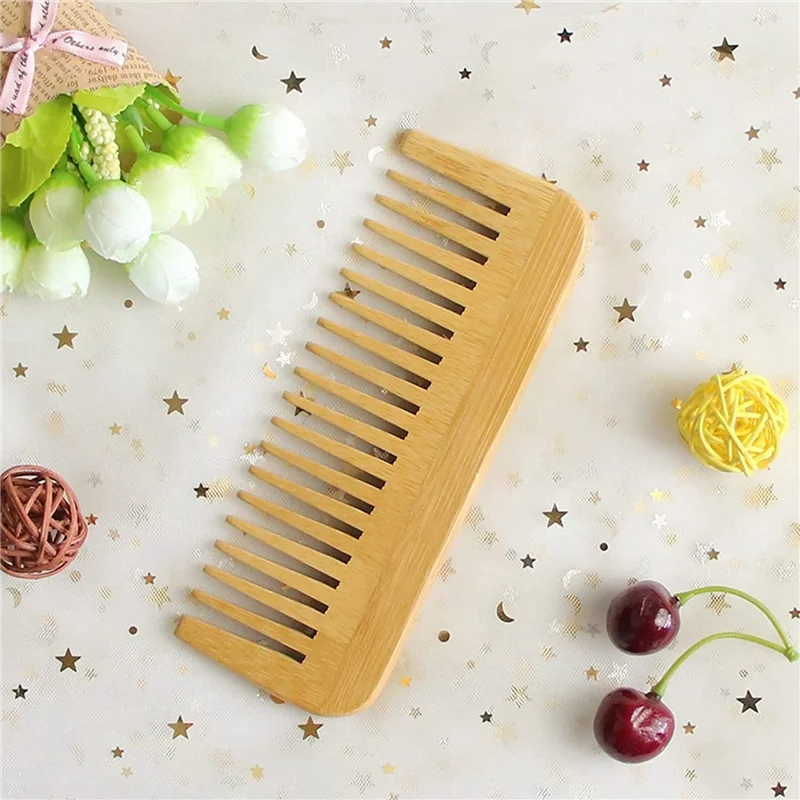 Wide Tooth Bamboo Hair Comb Anti-Static Detangling 3-Pack Bamboo Hair Comb SWANS