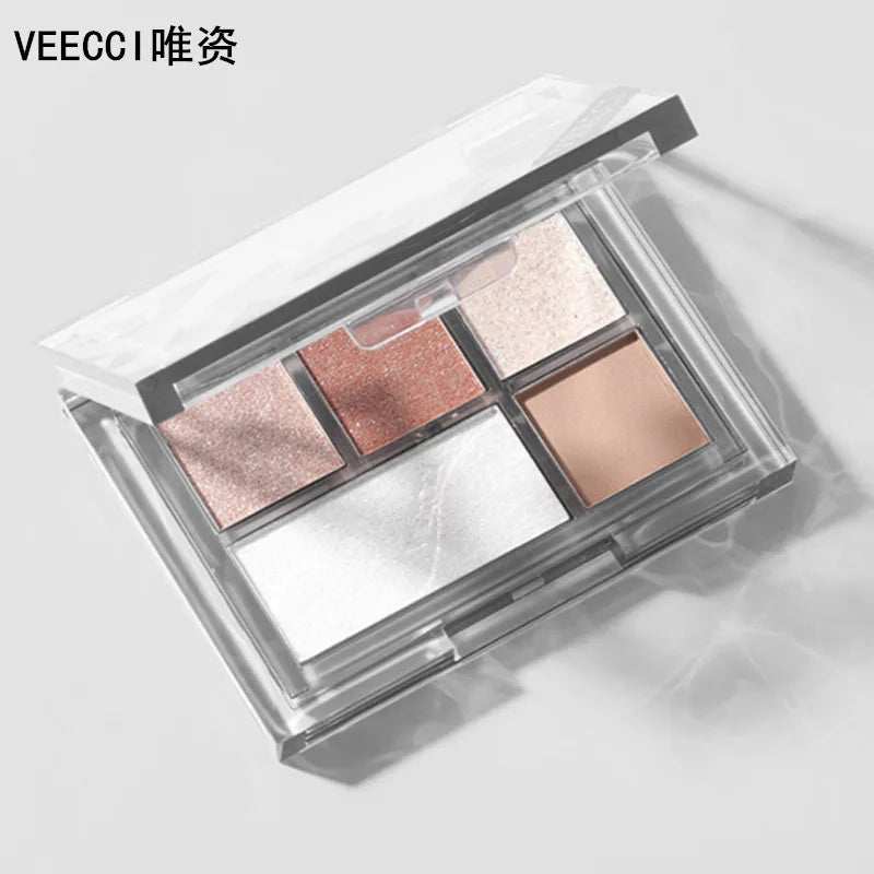 Veecci 5-Shade Eyeshadow Palette – Matte & Shimmer Earth Tones Eyeshadow Palette SWANS