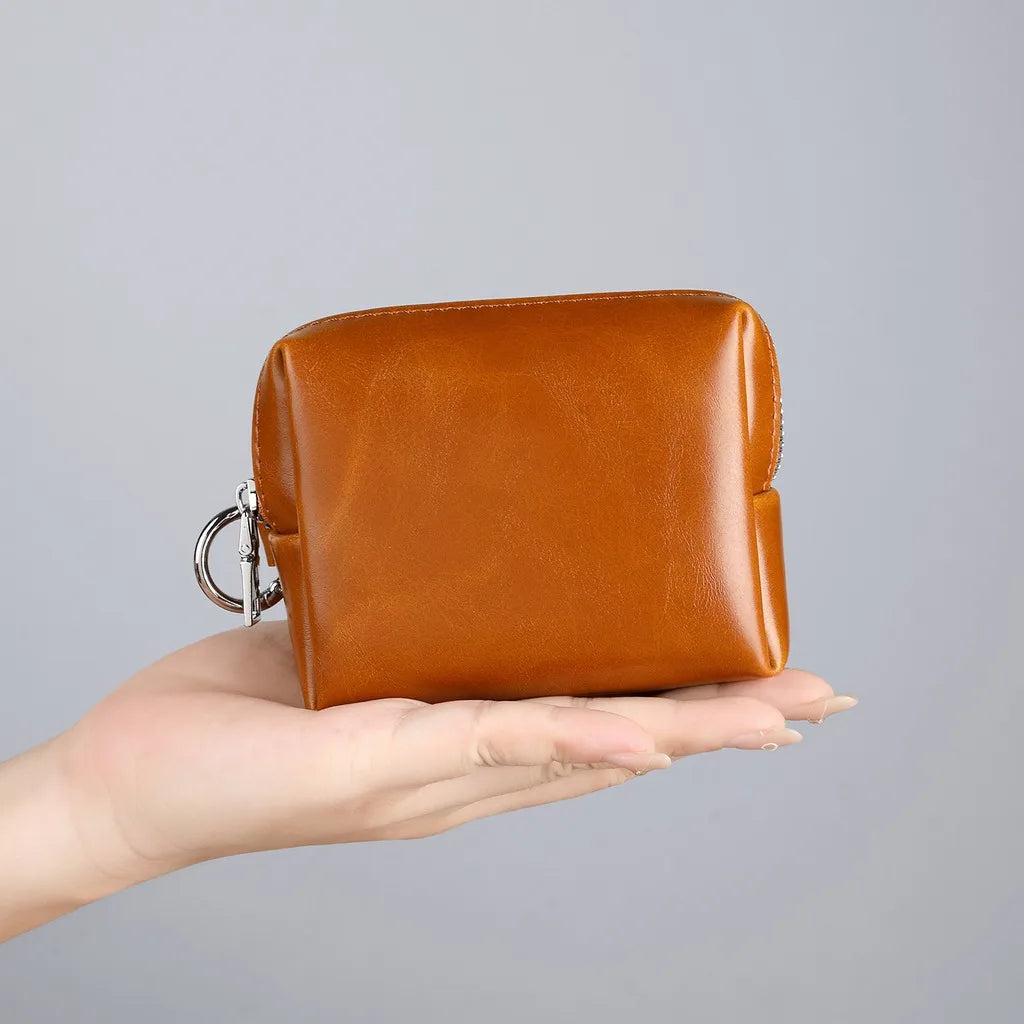 Mini PU Leather Zipper Pouch – Compact Multifunction Organizer Mini Zipper Pouch SWANS