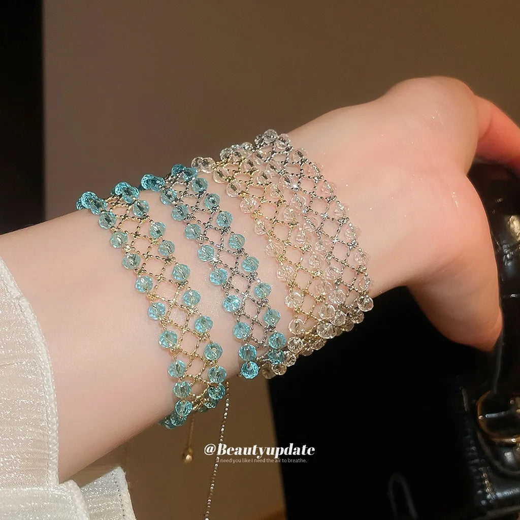 Women's Woven Crystal Alloy Bracelet – Adjustable Geometric Fashion Bracelet SWANS