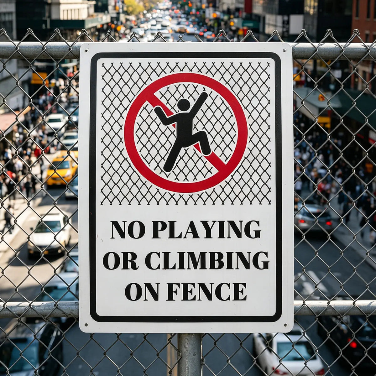 Metal Do Not Climb Fence Sign – Weatherproof Outdoor Warning Outdoor Warning Sign SWANS