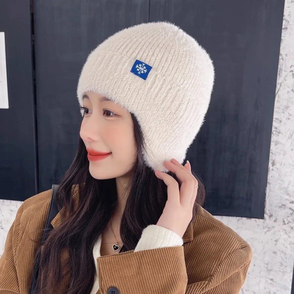 Windproof Knit Earflap Beanie – Warm Unisex Winter Ski Hat Knit Winter Beanie SWANS