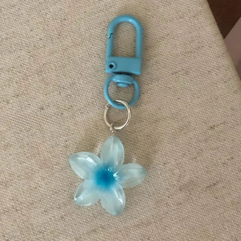 Transparent Floral Keychain – Cute Aesthetic Key Holder Charm Fashion Keychain SWANS Blue