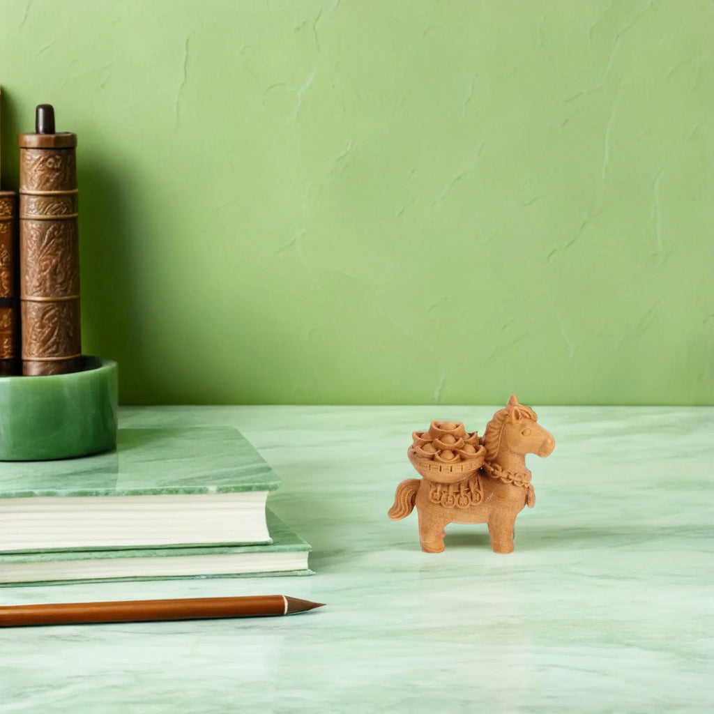 Hand-Carved Miniature Wooden Horse Statue – Home & Desk Decor Wood Horse Figurine SWANS