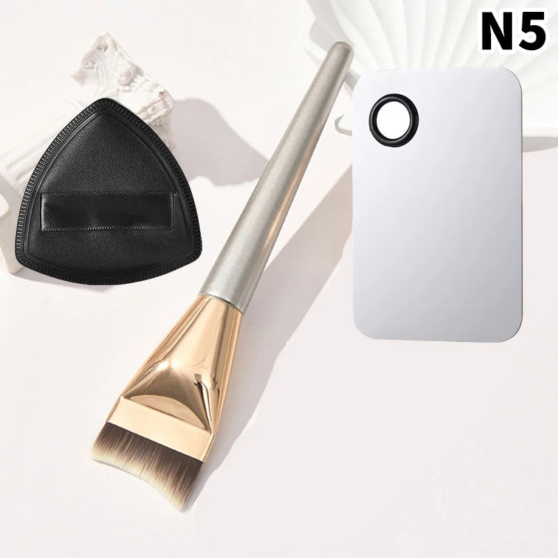 YOVIP Foundation Brush Set with Palette & Powder Puff Makeup Brush Set SWANS N5