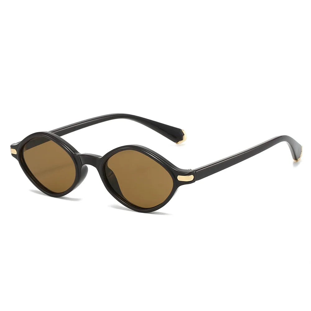Y2K Vintage Rhombus Sunglasses UV400 Punk Small Frame Fashion Sunglasses SWANS Coffee Tea