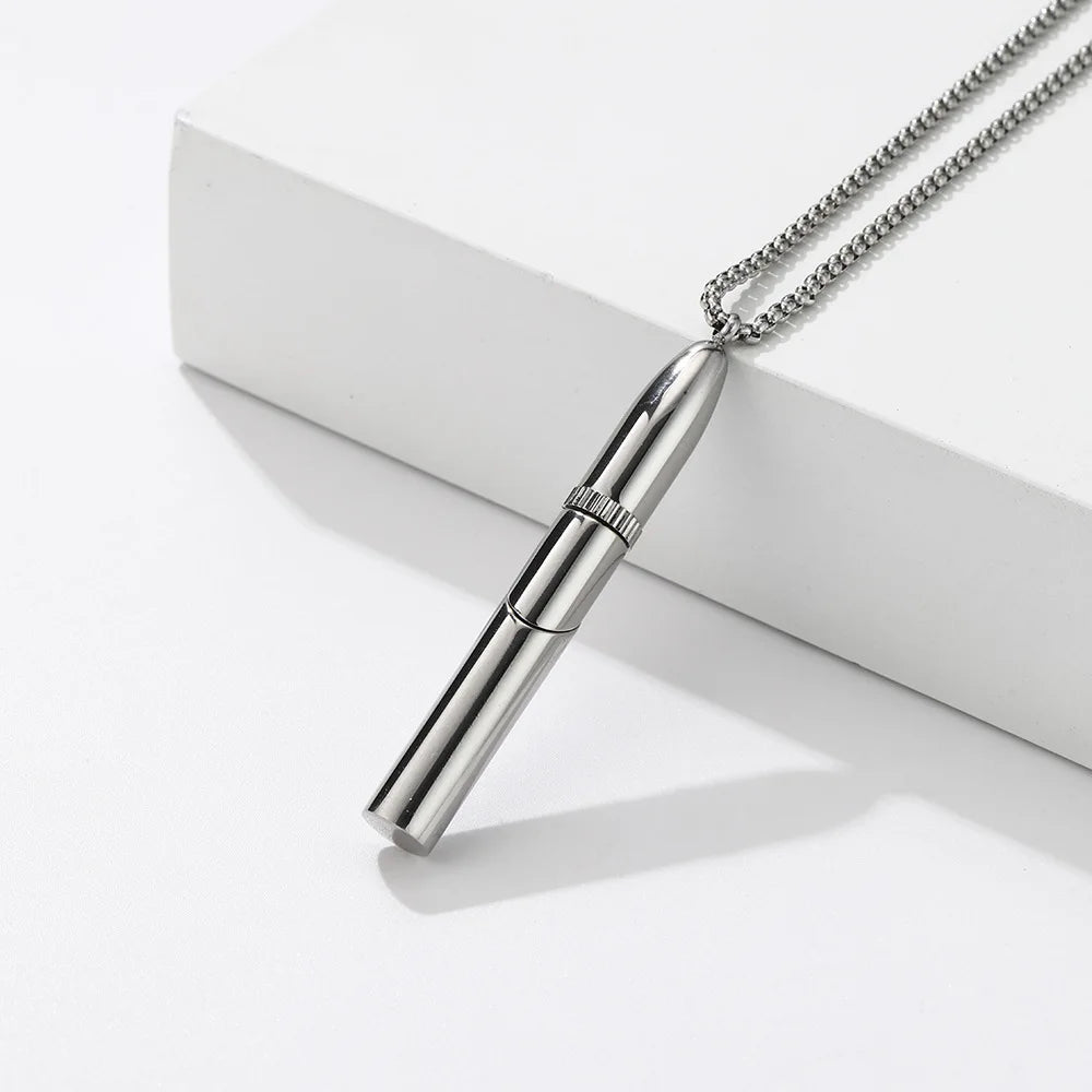 Rocket Perfume Bottle Necklace – Stainless Steel Aroma Pendant Aroma Pendant Necklace SWANS