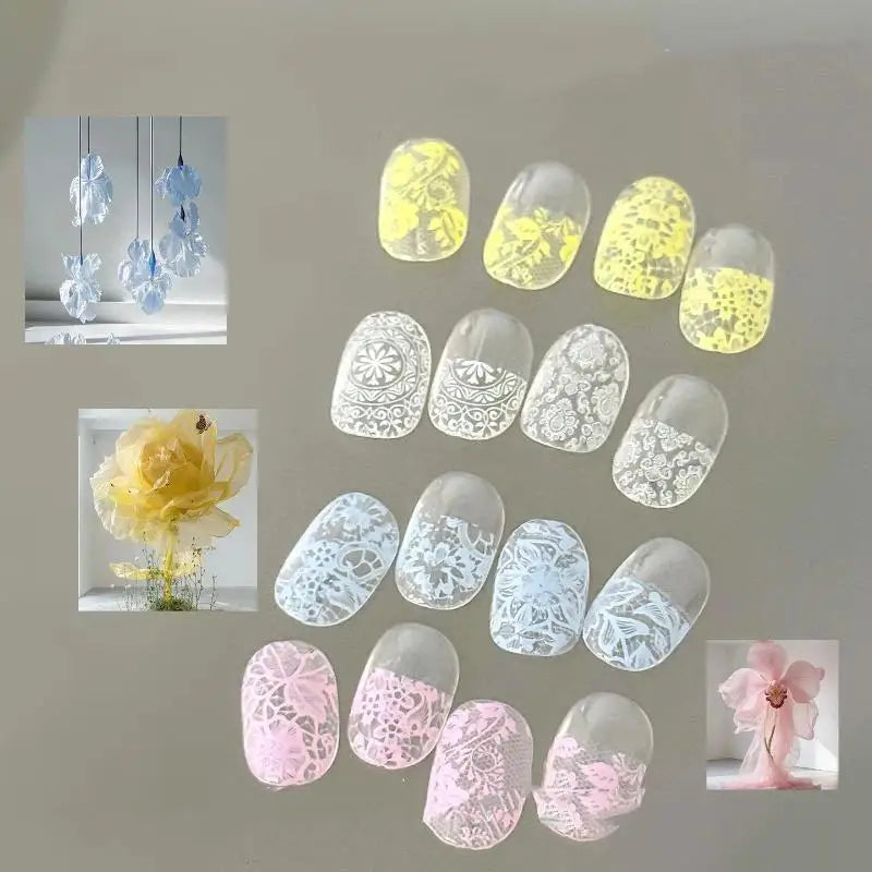 Lace Tulip Nail Foils – Black & White Sequin Nail Stickers Nail Art Stickers SWANS