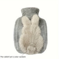 Thick Plush Hot Water Bottle – Cute Bunny Tail Heated Cushion Plush Hot Water Bottle SWANS grey 1pc