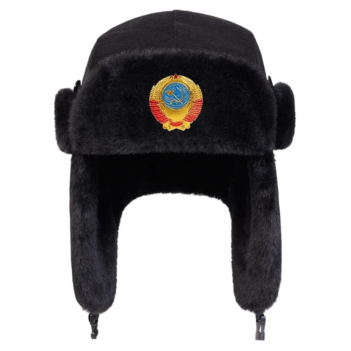 Unisex Corduroy Earflap Bomber Hat – Winter Ski Snow Cap Winter Bomber Hat SWANS Black