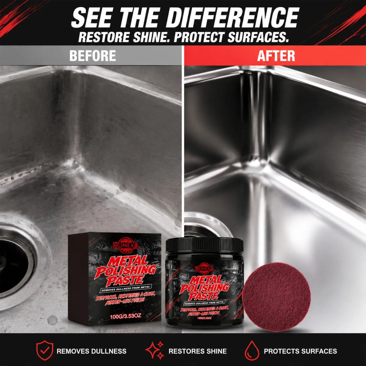 SWANS Metal Polishing Paste – Mirror Shine Steel & Aluminum Metal Polish Paste SWANS