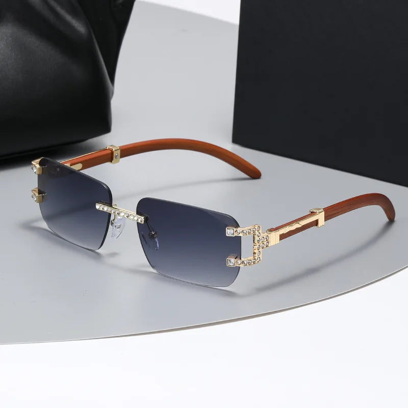 Y2K Rimless Crystal Rhinestone Sunglasses UV400 Women Men Fashion Sunglasses SWANS