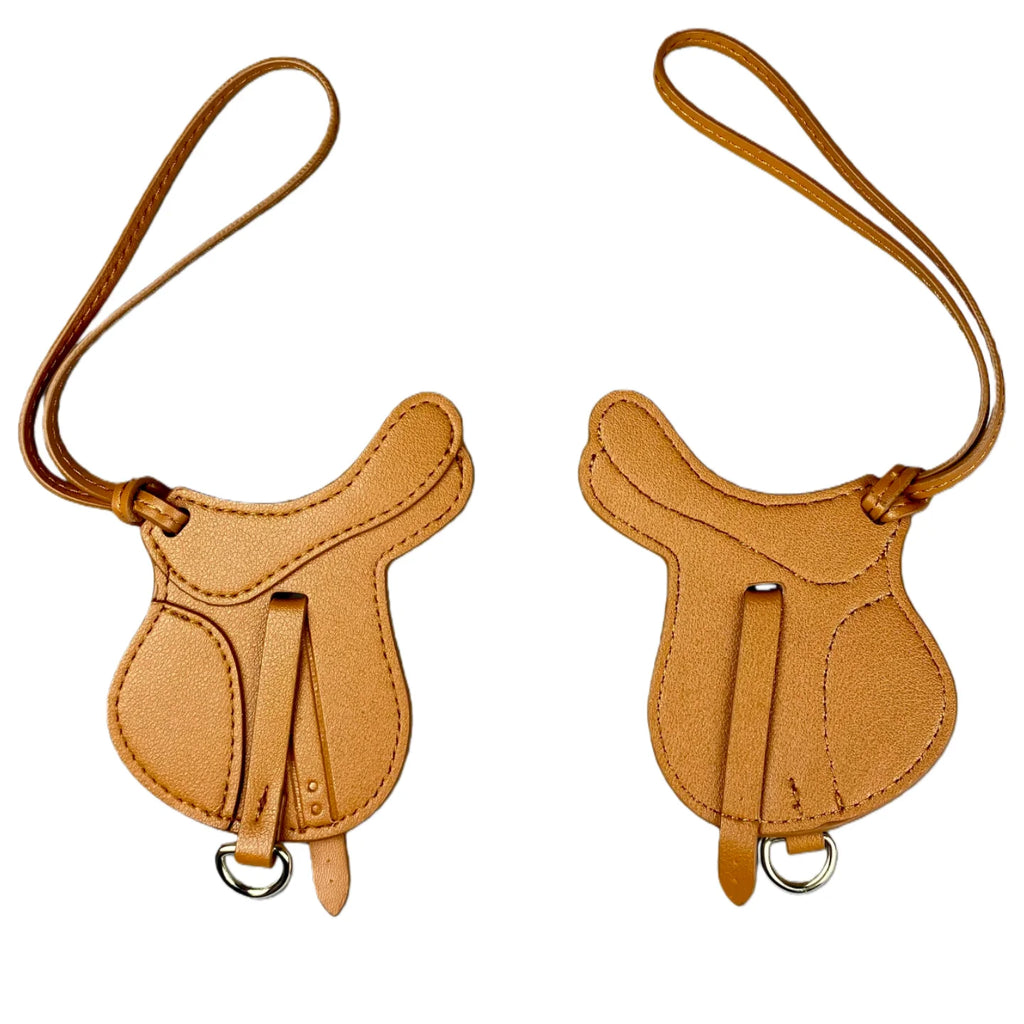 Equestrian Saddle Bag Charm – Premium PU Leather | Palm-Size Bag Charm SWANS