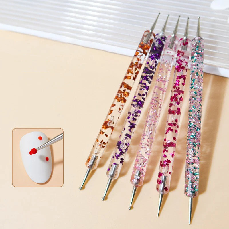 5-Piece Dual-Ended Nail Art Dotting Pen Set – Rhinestone Tool Nail Art Dotting Pens SWANS