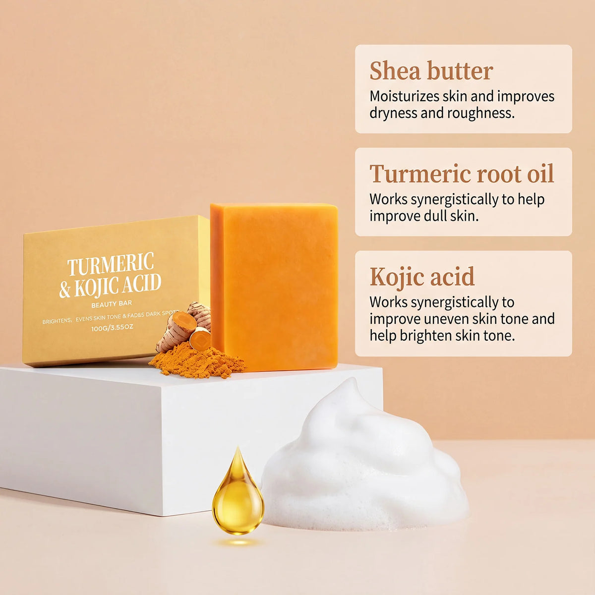 Turmeric Kojic Acid Brightening Soap – Face & Body Bar Brightening Bar Soap SWANS