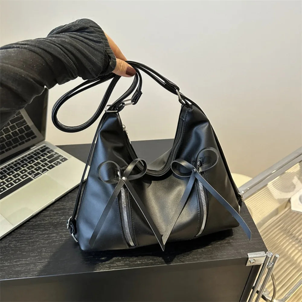 Large Capacity PU Leather Shoulder Bag – Bowknot Retro Tote Shoulder Tote Bag SWANS