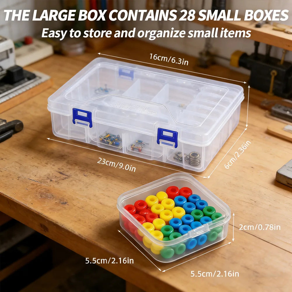 28-Grid Clear Storage Organizer Box for Beads & Craft Parts Craft Storage Organizer SWANS 28 grids 1 set