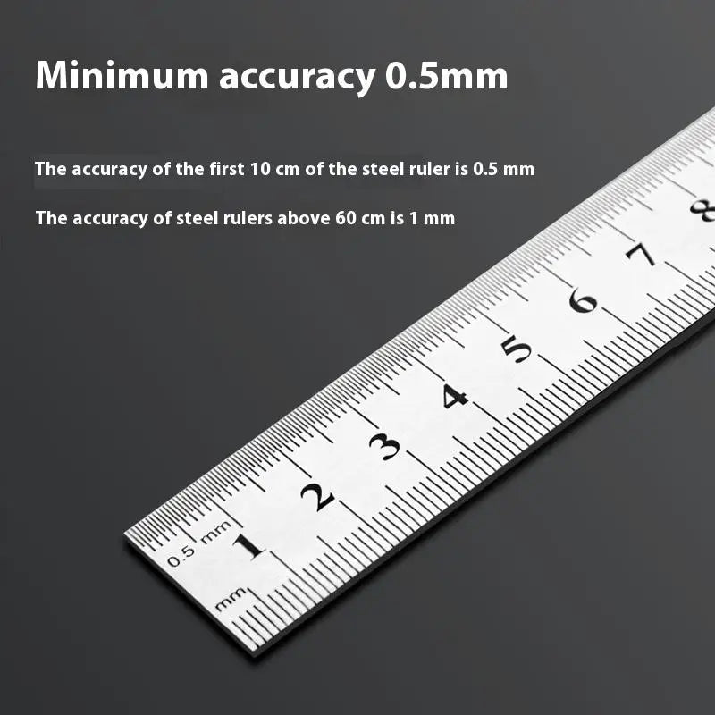 Satin Chrome Stainless Steel Ruler MM Graduations 15–100CM Precision Steel Ruler SWANS