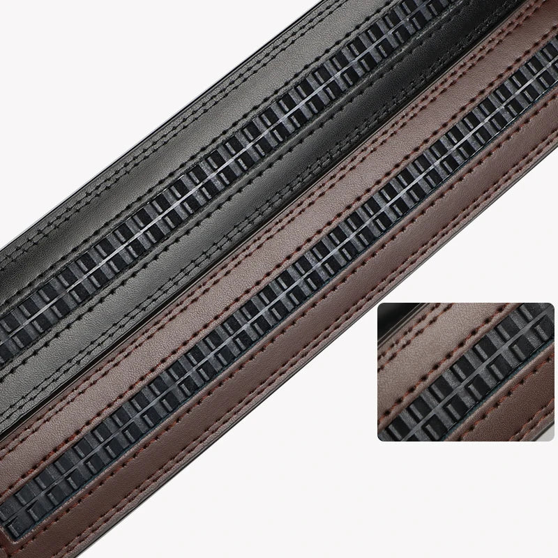 2-Pack Men's Split Leather Belts for Auto Buckle – Black & Brown Men's Leather Belt SWANS