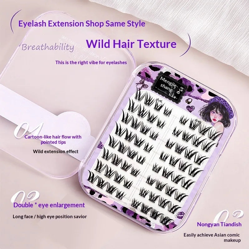 No-Glue 3D Manga Cat Eye False Lashes – Reusable & Curly False Eyelashes SWANS