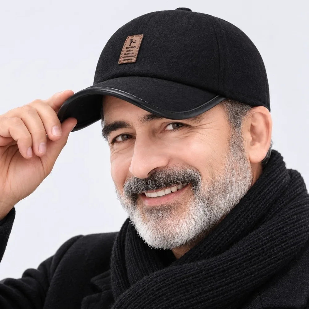 Winter Baseball Cap with Earflaps – Warm Wool Unisex Hat Winter Earflap Cap SWANS