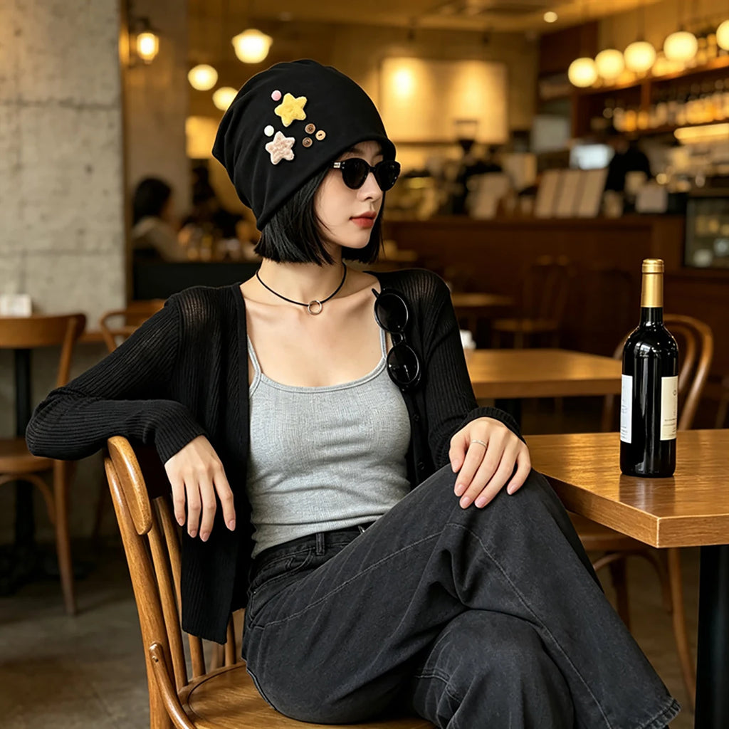 3D Star Slouchy Beanie for Women – Warm Knit Winter Hat Knit Winter Beanie SWANS