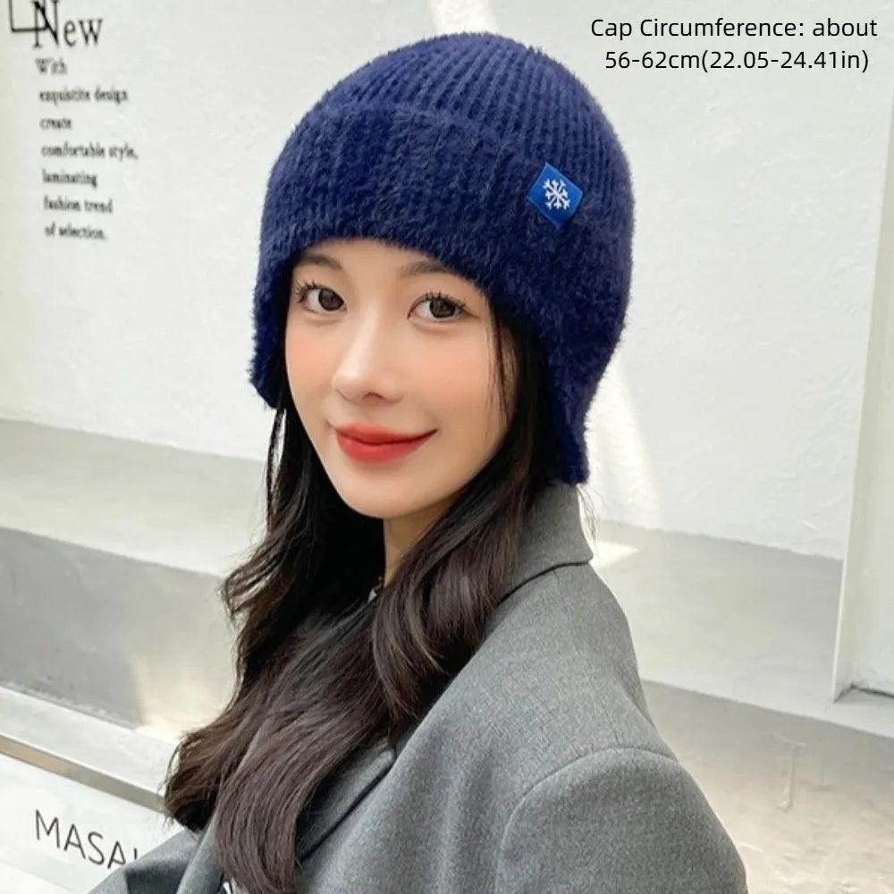 Windproof Knit Earflap Beanie – Warm Unisex Winter Ski Hat Knit Winter Beanie SWANS